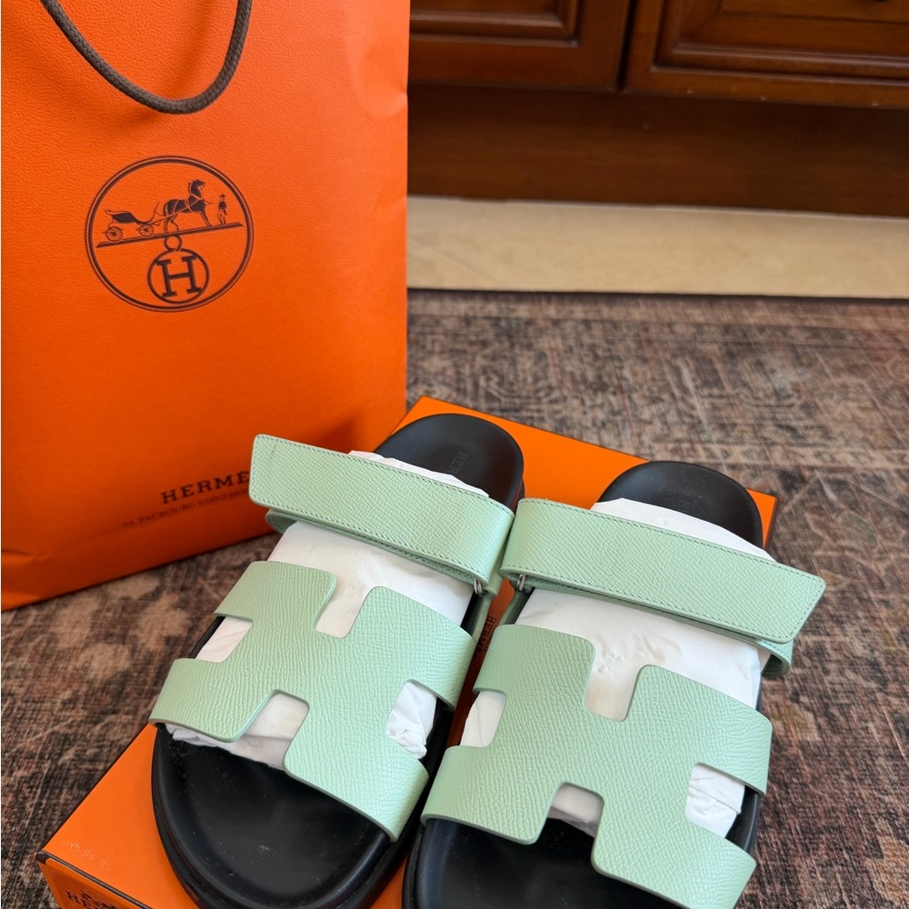 Hermes Mint Green Chypre Sandals